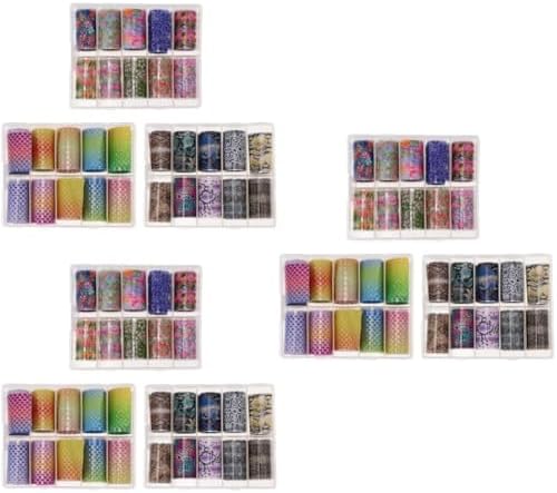 9 Boxes of Metallic Nail Art Transfer Stickers with Floral Designs and 3D Diamonds