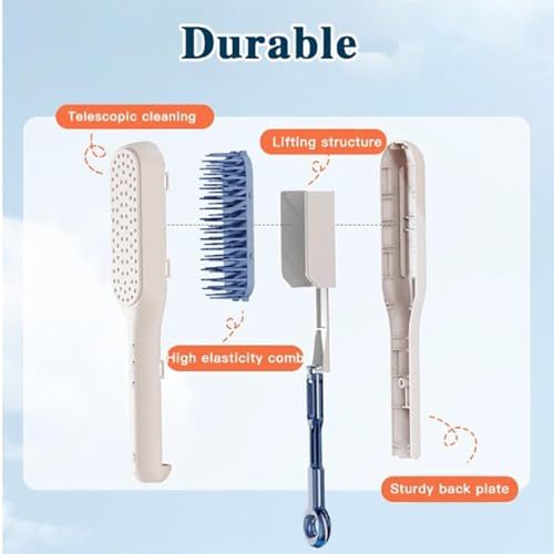 Pink Self-Cleaning Anti-Static Massage Hair Comb for Women Easy Clean Brush - Image 5