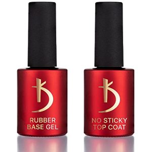 Kodi Professional SET 2in1 Rubber BASE 15ml. (0.5 Fl Oz) + NO STICKY TOP COAT 15ml. without sticky layer (0.5 Fl Oz) Gel LED/UV Nail Polish Coat Soak Off
