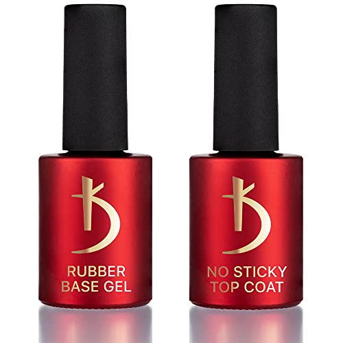 Kodi Professional SET 2in1 Rubber BASE 15ml. (0.5 Fl Oz) + NO STICKY TOP COAT 15ml. without sticky layer (0.5 Fl Oz) Gel LED/UV Nail Polish Coat Soak Off