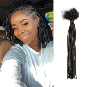 Micro Loc Extensions Human Hair Dreadlock Extensions for Men Women Kids 0.2 cm 8 Inch 100 Strands Dread Extensions Human Hair Locs Extensions Full Handmade Permanent Locs Natural Black
