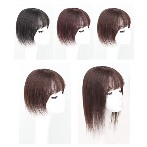 Light Brown 30cm Wispy Fringe Middle Part Silk Base Human Hair Topper 7x10cm - Image 4