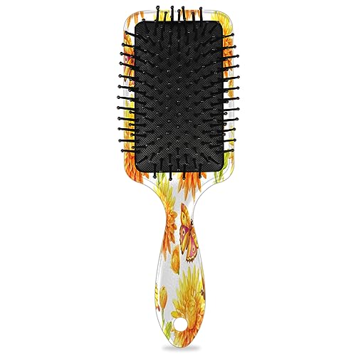 Flower Butterflies Hair Brush Detangler Brush with Nylon Bristle for Thick Curly Thin Long Short Wet or Dry Hair Adds Shine and Makes Hair Health Paddle Hairbrush for Women Men - Image 2