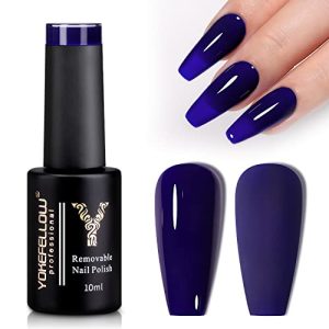 YOKE FELLOW Gel Nail Polish, 10ml Deep Blue Soak off LED Elegant Blue Solid Color Nail Gel Polish Salon DIY Nail Art Manicure at Home Gift for Holiday