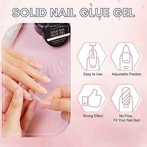 Makartt Solid Nail Gel Glue for Soft Gel Nail Tips Clear Acrylic Nail Tips Solid Gel Nail Glue Bundle Gel Nail Polish, 1 Pcs 15ml Black Gel Nail Polish for UV LED Light Noir Gel Polish - Image 4