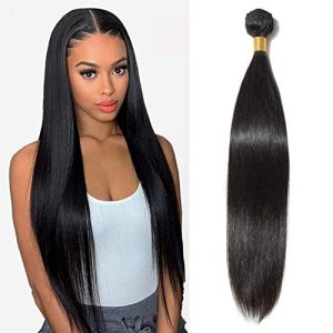 FASHION PLUS Straight Hair Bundles Human Hair 10A Grade Virgin Brazilian Straight Human Hair Bundles 100% Unprocessed Virgin Remy Hair Weave Bundles Natural Black 32 Inch