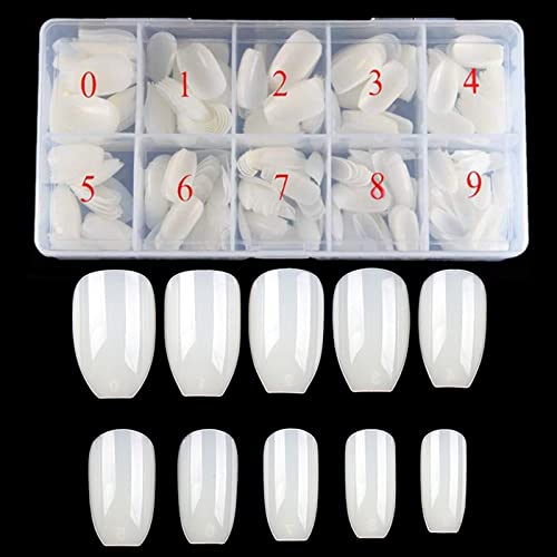 Acrylic Nails Tips Short Coffin 500PCS Ballerina Artificial False Nail Tip Full Cover 10 Sizes with Box for Art Salons & Home DIY (Natural) - Image 2