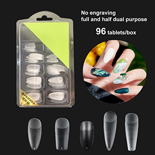 Coffin Nails Long Fake Nails Clear Acrylic Nails Coffin Shaped Ballerina Nails Tips 96pcs Full Cover False Nails Artificial Nails with Case for Nail Salons and DIY Nail Art, 10 Sizes C - Image 3
