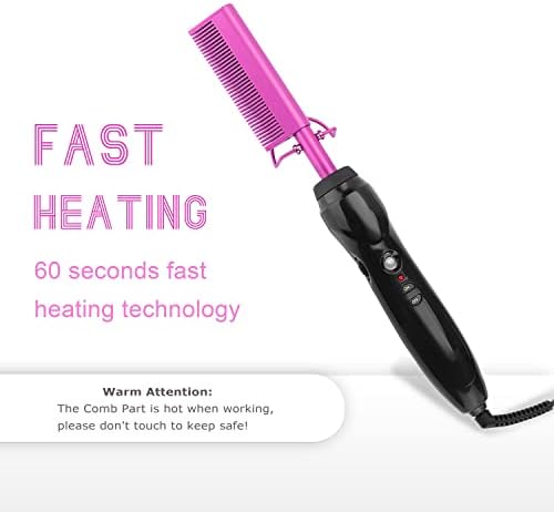 Hot Comb Hair Straightener Electric Heating Pressing Comb Ceramic Flat Iron Curler Portable Hair Straightener Brush for Natural Black Hair Anti-Scald Beard Wigs Straightening Comb - Image 6
