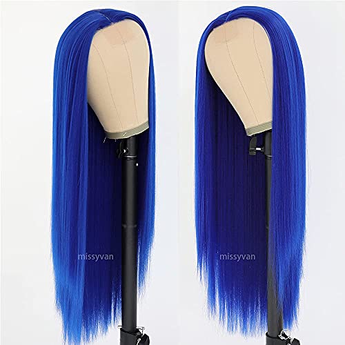 Missyvan Long Royal Blue Straight Heat Resistant Synthetic Wig for Women - Image 3