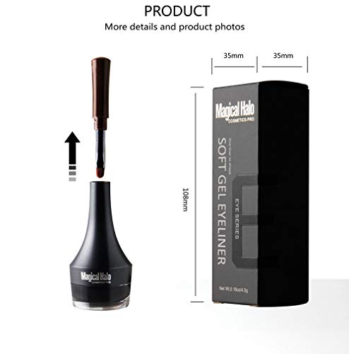 Go Ho Waterproof Gel Eyeliner Pot,Smudge proof &Long Lasting Black Eyeliner,High Pigment Smooth Cream Eyeliner Gel with Brush,Easy to Apply Eyebrow Gel Pot,1#Dark Black - Image 7