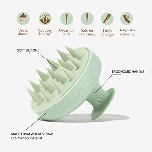 Scalp Massager Hair Shampoo Brush Shower Scalp Scrubber l Hair Scalp Scrubber Head Massager for Stress Relax Hair Growth (Soft Green) - Image 3