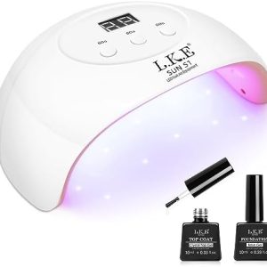 UV Light for Nail, 72W UV Nail Lamp with Automatic Sensor and 3 Timer Settings Professional Curing Lamp Gel Nail Light with Base and Top Coat for Salon and Home DIY