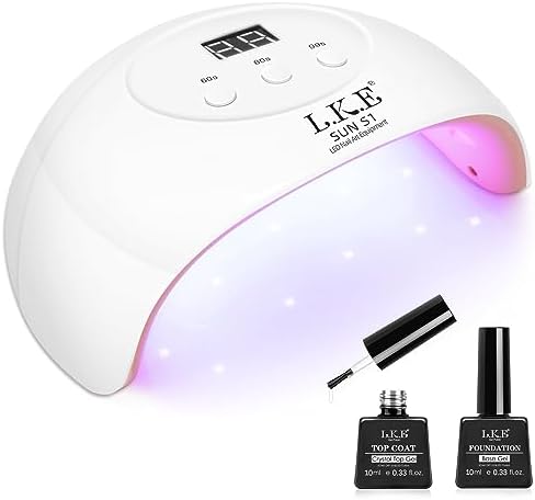 UV Light for Nail, 72W UV Nail Lamp with Automatic Sensor and 3 Timer Settings Professional Curing Lamp Gel Nail Light with Base and Top Coat for Salon and Home DIY