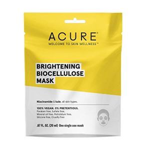 Acure Brightening Biocellulose Gel Mask 1 Count Niacinamide Kale for All Skin Types