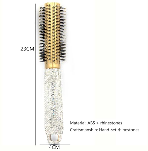 Bling Rhinestone Round Barrel Hair Brush - Quick Drying, Frizz Reduction, and Healthy Hair Styling and curling for All Hair Types, Adding Hair Volume (Silver) - Image 5