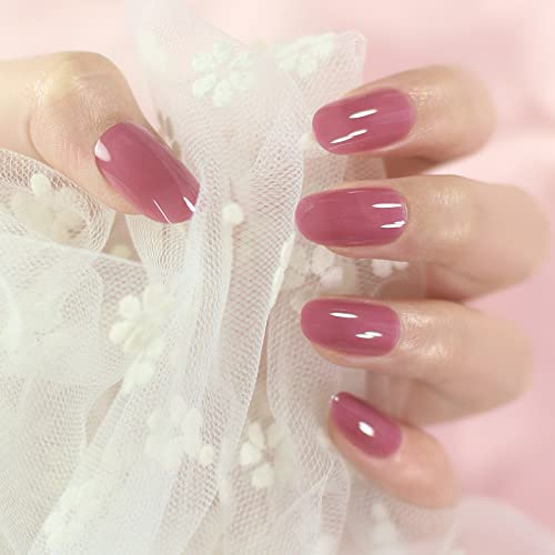 Translucent Taro Gel Cover Short Medium Full Cover Acrylic Press On Nails