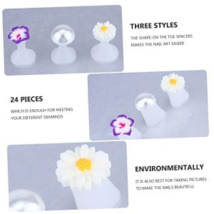 Daisy Toe Separator 72 Pcs Manicure Finger Splitter Toe Straightener Overlapping Toes Corrector Toe Spacers for Bunions Pearl Toe Separator Gel Toe Separators Toolkit Nail
