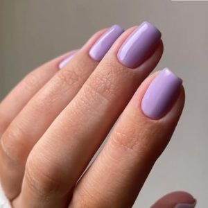 Glossy Purple Solid Color Short Square Press On Nails Full Cover 24 Piece Set for Women