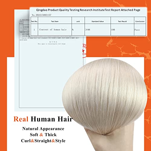 Full Shine Tape in Hair Extensions Human Hair #1000 White Blonde Hair Extensions Seamless Tape Hair Extensions 18Inch Real Hair 20Pcs Straight Human Hair Extensions Tape ins 50Grams - Image 4
