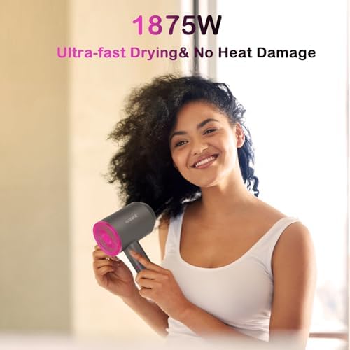 1850W Ionic Foldable Travel Hair Dryer with Diffuser for Thick Curly Hair - Image 2
