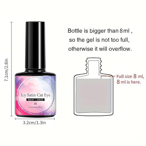 Glitter Cat Eye Gel Nail Polish Set 6 Piece Rainbow Pastel Magnetic Soak Off UV Kit - Image 7