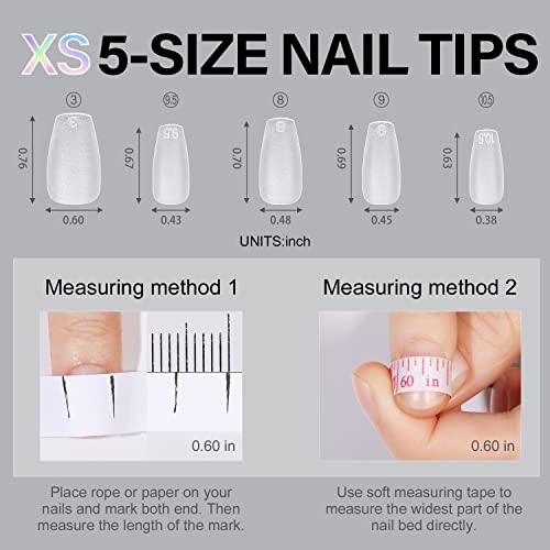 AILLSA Short Coffin Nail Tips, 5-Sized XS Full Cover Soft Gel Nail Tips No More Waste, Full Matte Pre-filed Acrylic Clear False Gelly Nails Tips for DIY Press On Nail Extensions 100Pcs with Gift Box - Image 3