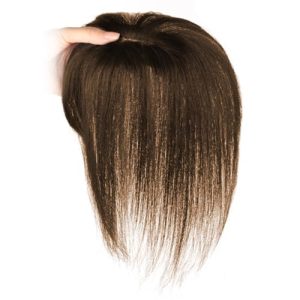 Hair Topper Real Human Hair 9.8 Inch Long Human Hair Toppers for Thin Hair Women Silk Base Clip In Hair Extensions Natural Looking for Daily Use Brown