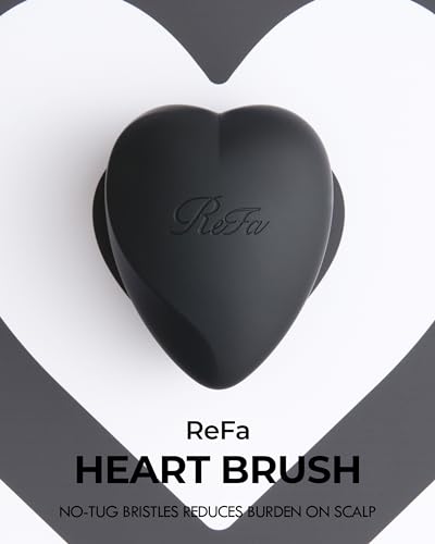 ReFa Heart Brush Matte Black, Small, Heart-Shaped, Gentle Detangling for Thick Hair - Image 2