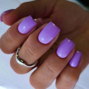 Purple Press on Nails Short Square,EIOAUY Fake Nails Full Cover False Nails Short Stick on Nails,Acrylic Nails Press ons,Glossy Artificial Nails Glue on Nails for Women Girls 24 Pcs