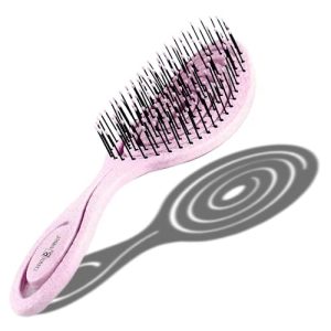 Vegan Climate Neutral Pink Detangling Brush for Thick Curly Hair
