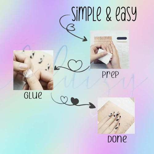 Press On Nails Square Semi-Transparent Thin Nail Tips Glossy Finish Reusable Kit with Nails Glue Gel Stickers Cuticle wooden Stick 5 Accessories (Fuchsia) - Image 8