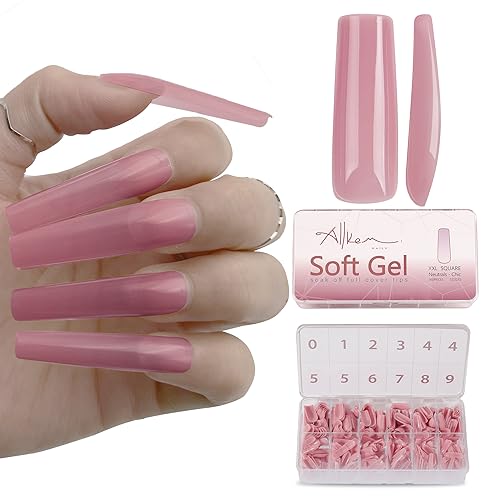 Allkem XXL Soft Gel Nail Tips 360 Pcs Square Full Cover Kit Neutrals