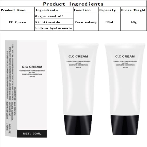 2Pcs Anti-Aging CC Cream for Mature Skin, SPF 50, Color Correcting, Moisturizing, 2 x 30ml - Image 2