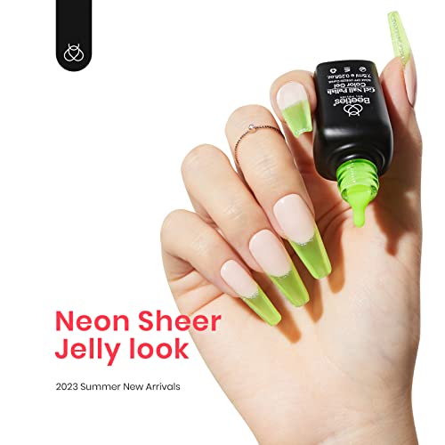 Beetles Charming Diva Gel Polish Starter Kit Snow White Soft Pink Manicure with Led Nail Lamp Base Top Coat & Summer Jelly Tint Neon Gel Translucent Sheer Red Hot Pink Purple Bright Blue Yellow Set - Image 8