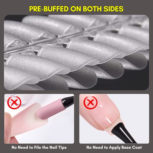 Makartt Coffin Nails Tips Extra Short 360 PCS Pre-buffed Soft Gel Nail Tips Full Cover 15 Sizes in Box Pre-shaped Ballerina Fake Nails Clear Press On Nails Soak Off Gelly Tips Nail Extension Supplies - Image 3