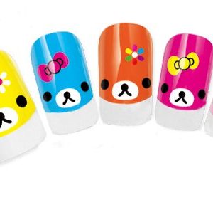 Professional Nail Art Salon Quality Card of 20pcs Stickers / Decals Decorations With Lady Bears Faces Designs / Patterns In Mixed Colors By VAGA