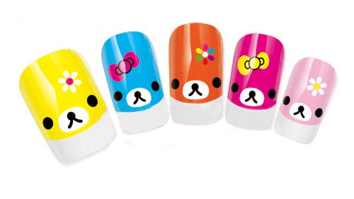 Professional Nail Art Salon Quality Card of 20pcs Stickers / Decals Decorations With Lady Bears Faces Designs / Patterns In Mixed Colors By VAGA