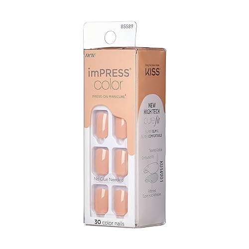 KISS imPRESS Short Squoval Latte Beige Press On Nails 30 Count Set - Image 2