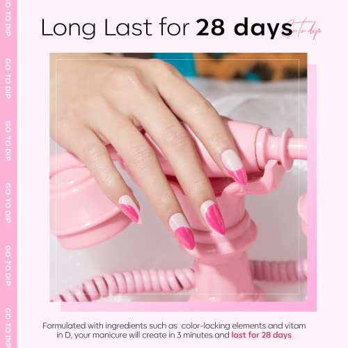 Modelones 4 Color Dip Powder Nail Kit Starter Set Light Hot Pink Glitter and Essential Liquids - Image 4
