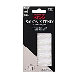 KISS Salon X-tend Light White Short Oval Press-On Nails with Glue and Accessories