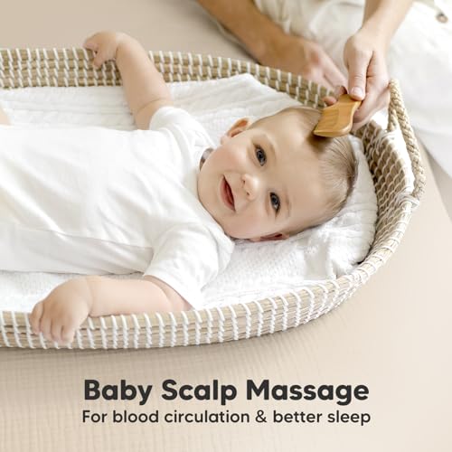 Keababies Soft Goat Bristle Baby Hair Brush Comb Set with Washcloths Bundle - Image 5
