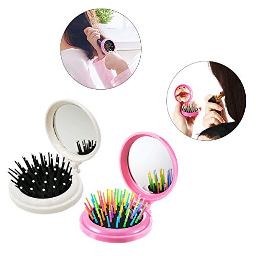 Travel Hair Brush, Mini Compact Mirror with Panda Printed Massage Comb for Kids Toddlers Girls, Small Pocket Mirror - Image 2