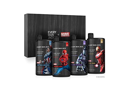 Every Man Jack Marvel Collectors Box 16 oz Four Scent Body Wash Gift Set New