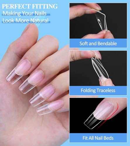 Portable Gel Nail Extension Kit 500 Short Square Tips UV Lamp Nail Glue Included - Image 4