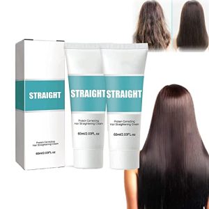 Protein Correcting Hair Straightener Cream Set for Curly Dry Hair - 2 Piece Kit