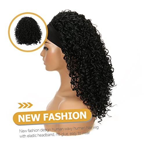 Natural Full Curly Long Afro Wig for Black Women, Includes Bangs, High-Temp Wire Headband Included - Image 2