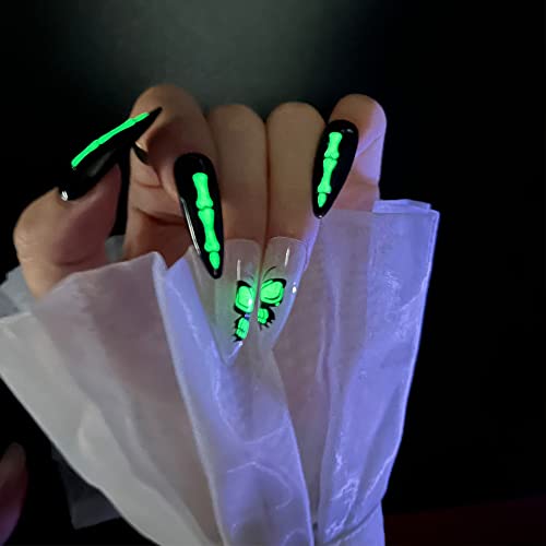 8Sheets Halloween Luminous Nail Stickers for Nail Art, Glow in The Dark Halloween Nail Decals 3D Self Adhesive Nail Art Supplies Halloween Candle Joint Butterfly Nail Designs Sparking Nail Decoration - Image 7