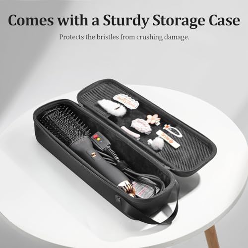 Dual Voltage Hair Dryer Brush for International Travel, Travel Hair Dryer Brush with European Plug, 110V-120V/220V-240V Dual Voltage Hot Air Brush, EU/UK Plug Adapter & Travel Case Included - Image 4