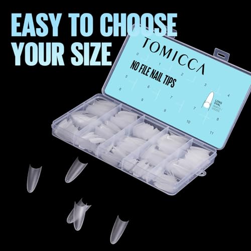 TOMICCA 360pcs Long Oval Matte Soft Gel Nail Tips Half Cover False Nails 15 Sizes - Image 7